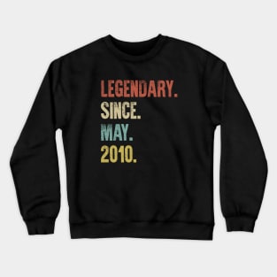 Retro Vintage 50th Birthday Legendary Since May 2010 Crewneck Sweatshirt